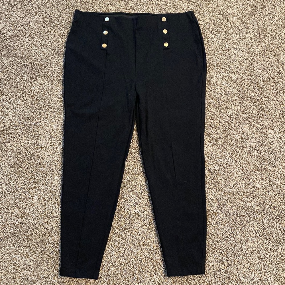 Stretchy Gold Button Trouser Pants